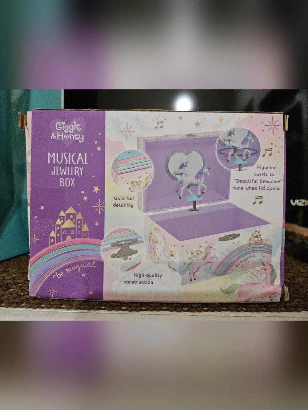 Giggle & Honey Musical Unicorn Jewelry Box For Girls NWT